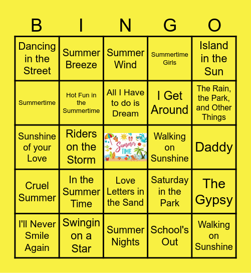 Summer Party Bingo Card