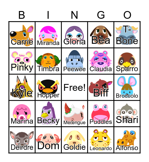 Animal Crossing Bingo Card