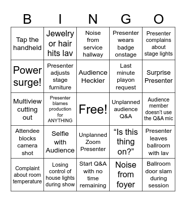 Production Bingo V3.4 Bingo Card
