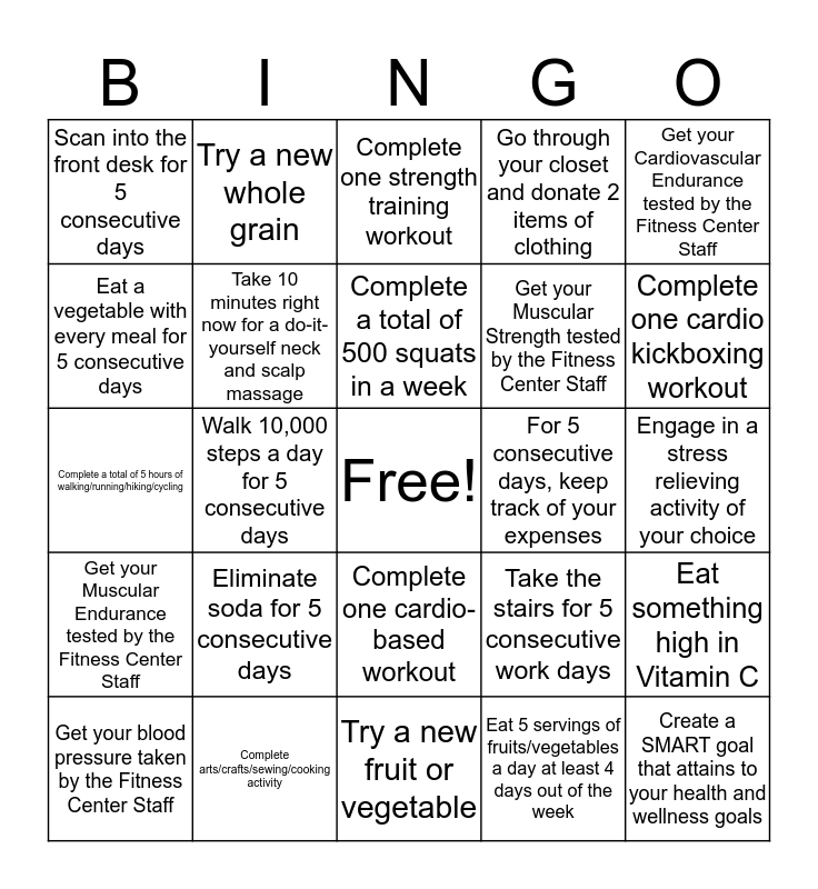 Week 2 Bingo Card