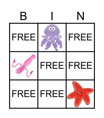 Sea Animals Bingo Card