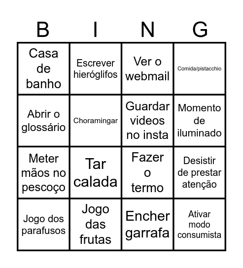 Bingo da Costinhas Bingo Card