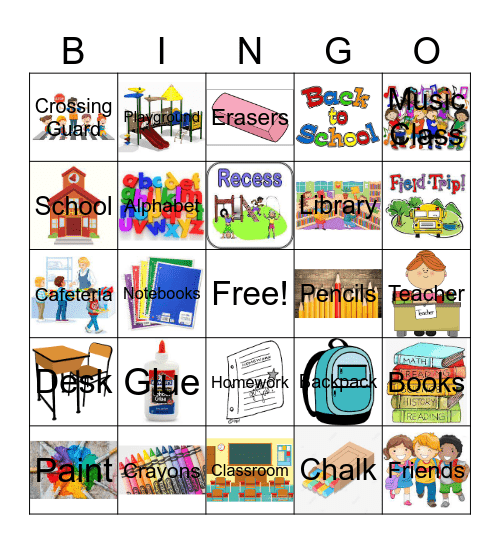 School Bingo Card