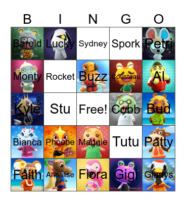 Animal Crossing Villager Hunting Bingo Card