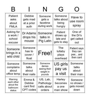 Work Bingo Card