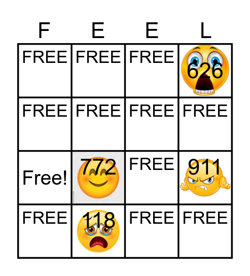 EMOTIONS BINGO! Bingo Card