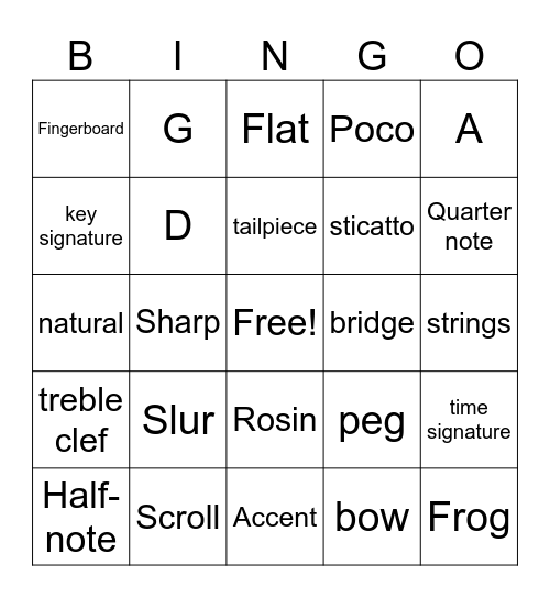 Orchestra 7a Bingo Card