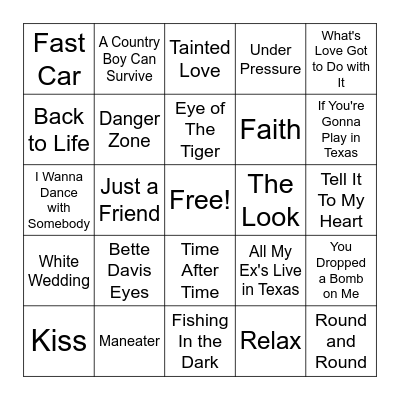 80s Music Bingo! Bingo Card