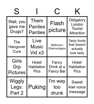 Shannonigans Londinium Bingo Card