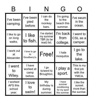 CSL Bingo Card