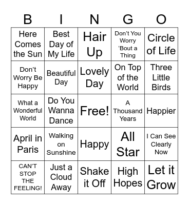 End of the Year BINGO Card