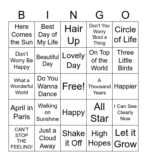 End of the Year BINGO Card