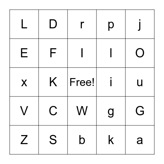 Alphabet Bingo Card