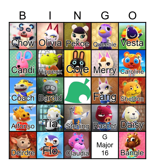 Animal Crossing Bingo Card