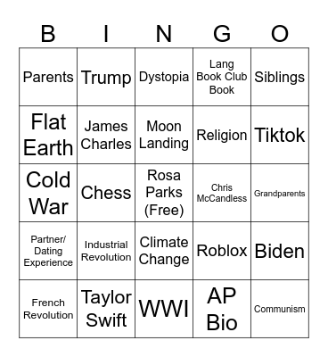 AP Lang Evidence Bingo Card