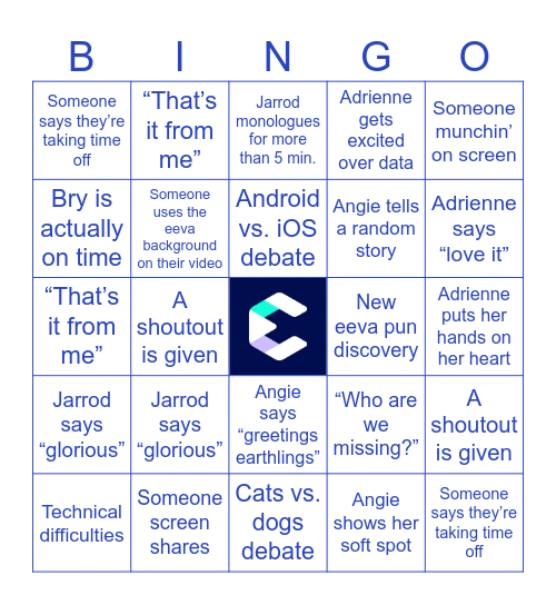 eeva Team Meeting Bingo Card