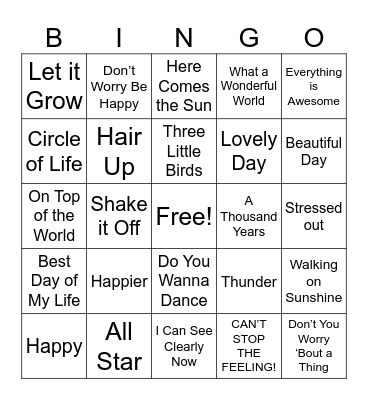 End of the Year BINGO Card