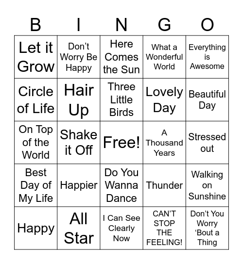 End of the Year BINGO Card