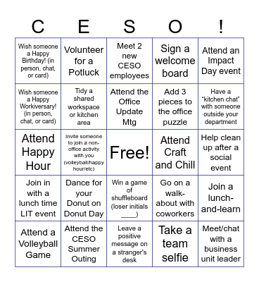 Engagement Bingo Card