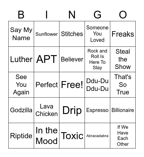 Seiloff 1 - Soundtrack of My Life Bingo Card