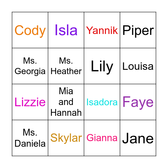 Beansprouts Bingo Card