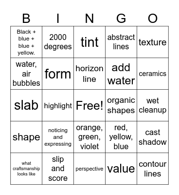 Art Spring 25 Bingo Card