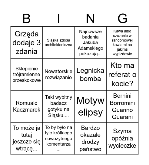 Objazd Śląsk Bingo Card