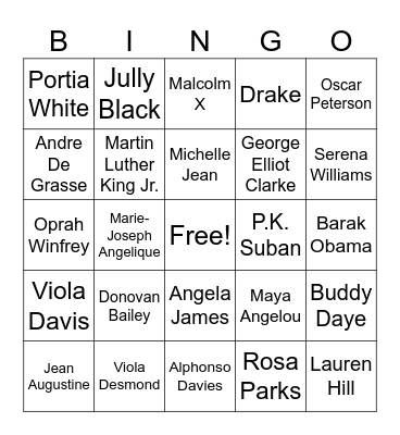 Black Excellence Bingo Card