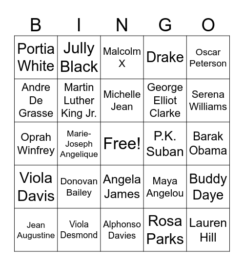 Black Excellence Bingo Card