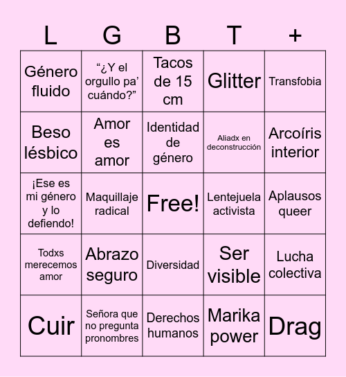 Bingo por la Igualdad Bingo Card