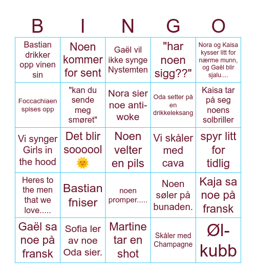 Hva skjedde nå? Bingo Card