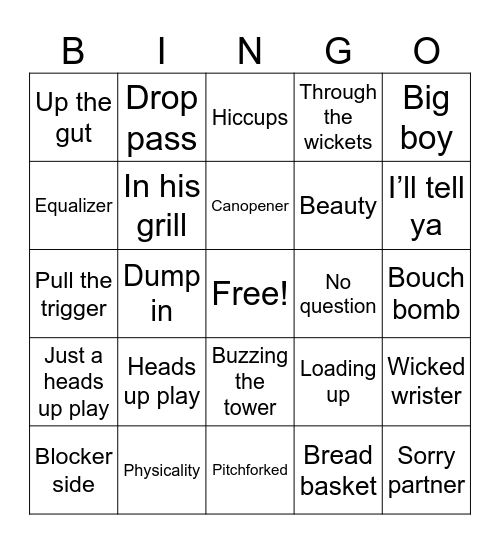Oilers Announcers Bingo Card