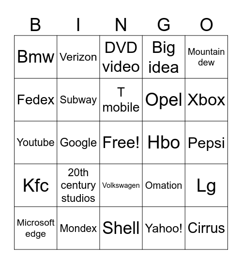 Full best animation logos Bingo Card