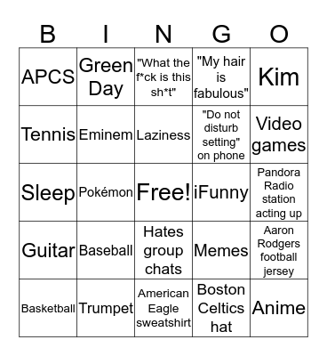 David Bingo Card