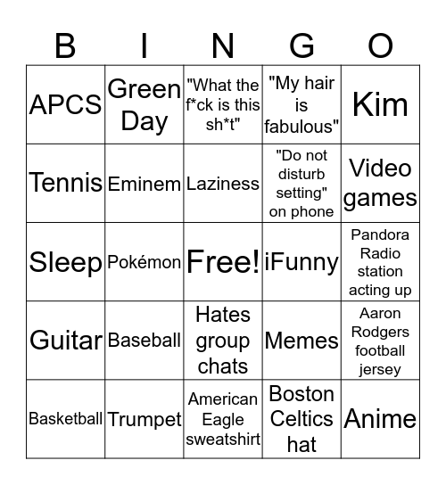David Bingo Card