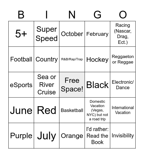 Icebreaker Bingo Card