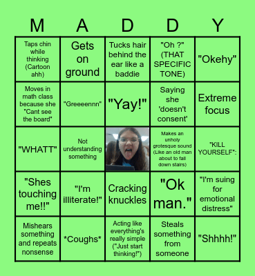 Maddie Bingo Card Bingo Card