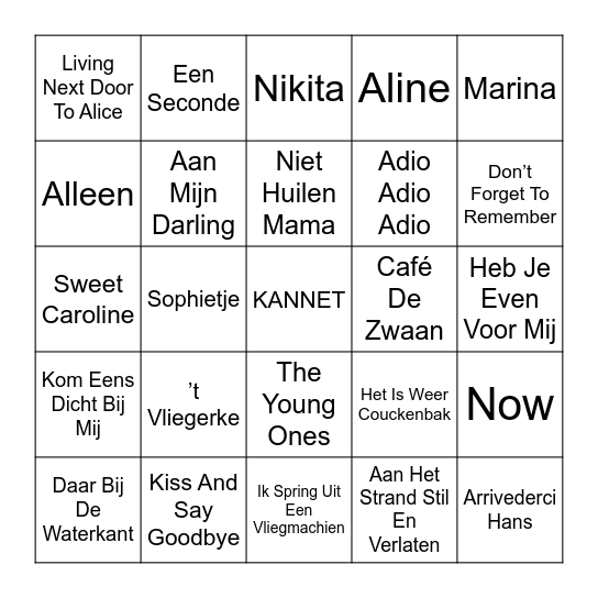 MUZIEKBINGO Card