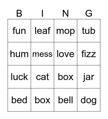 Final Sound Bingo Card
