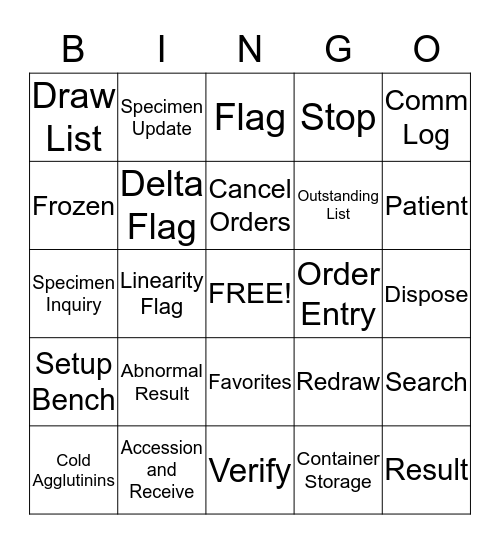 Beaker Bingo Card