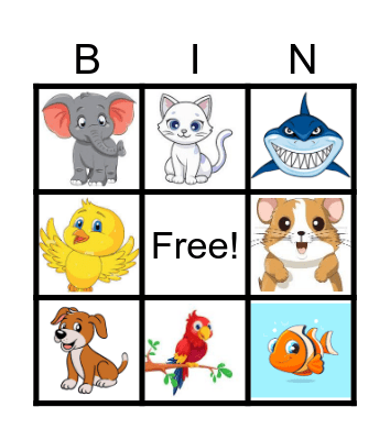 ANIMALS Bingo Card