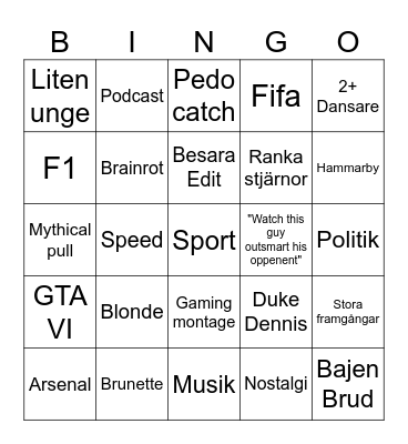 TikTok Bingo Card