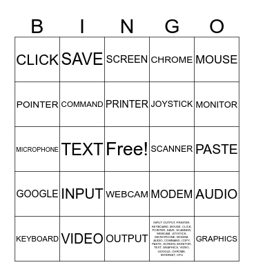 Computer Basics Bingo Card