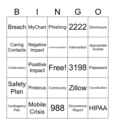 Physician Network Orientation Bingo Card