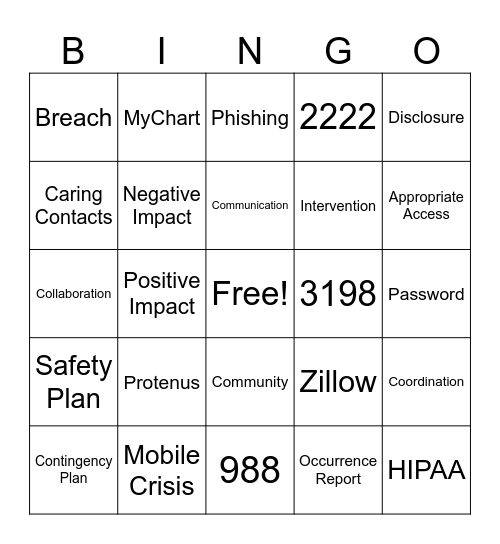 Physician Network Orientation Bingo Card