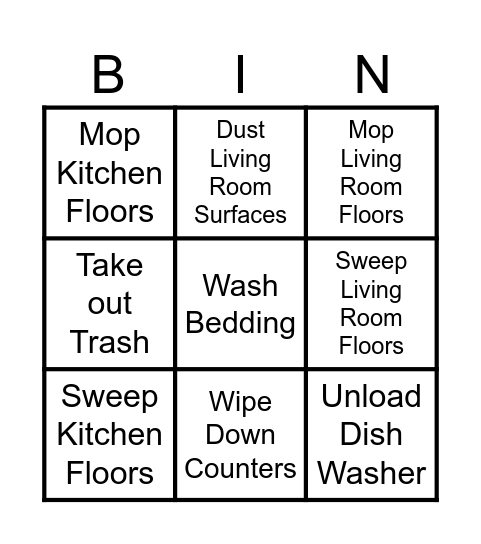 To Do List Bingo Card