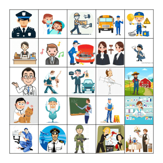 Les métiers Bingo Card