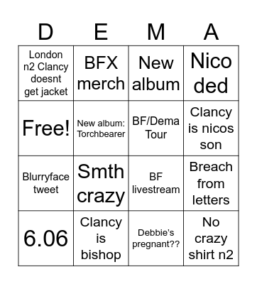 Clancy bing(ø) Bingo Card