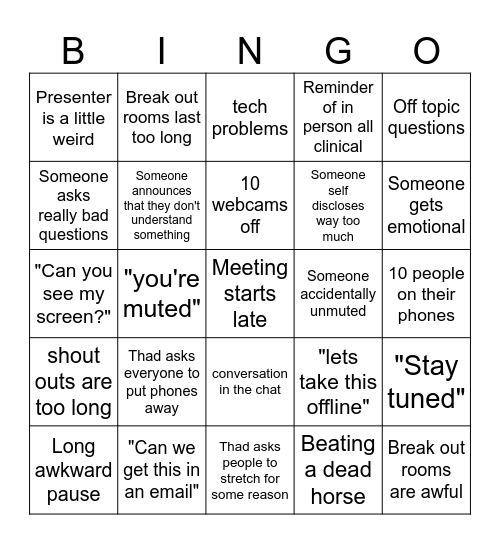 All Clinical 5/14/2025 Bingo Card