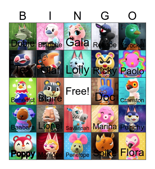 Animal crossing bingo! Bingo Card